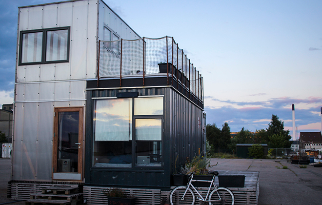 CPH Shelter, Entrance. Copenhagen’s First Shipping Container Housing Prototype